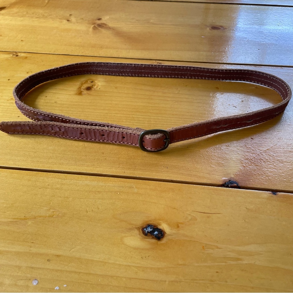 Linea Pelle Skinny Brown Leather Belt size S